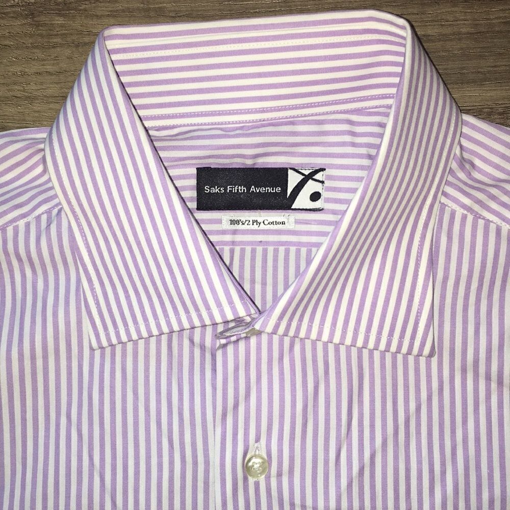 Purple Stripe Saks Fifth Avenue Dress Shirt 16 41